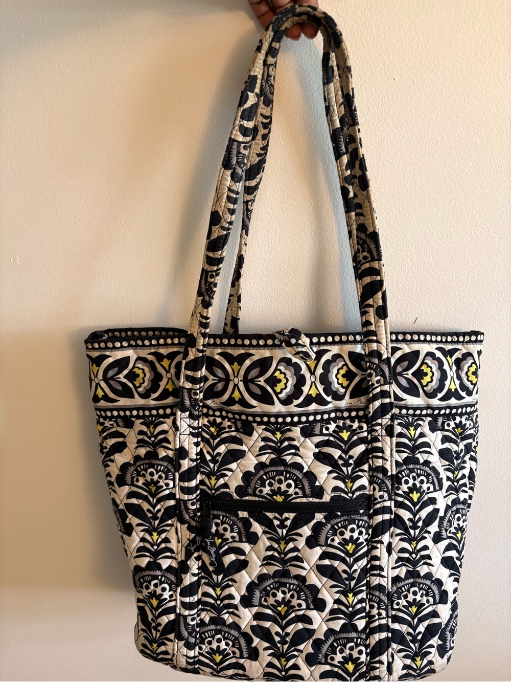 Vera Bradley Black, White & Yellow Quilted Floral Tote